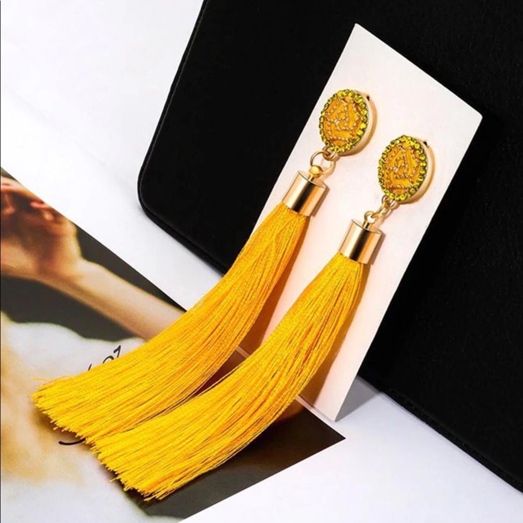 Trendy Vintage Tassel Drop Earrings Rhinestone